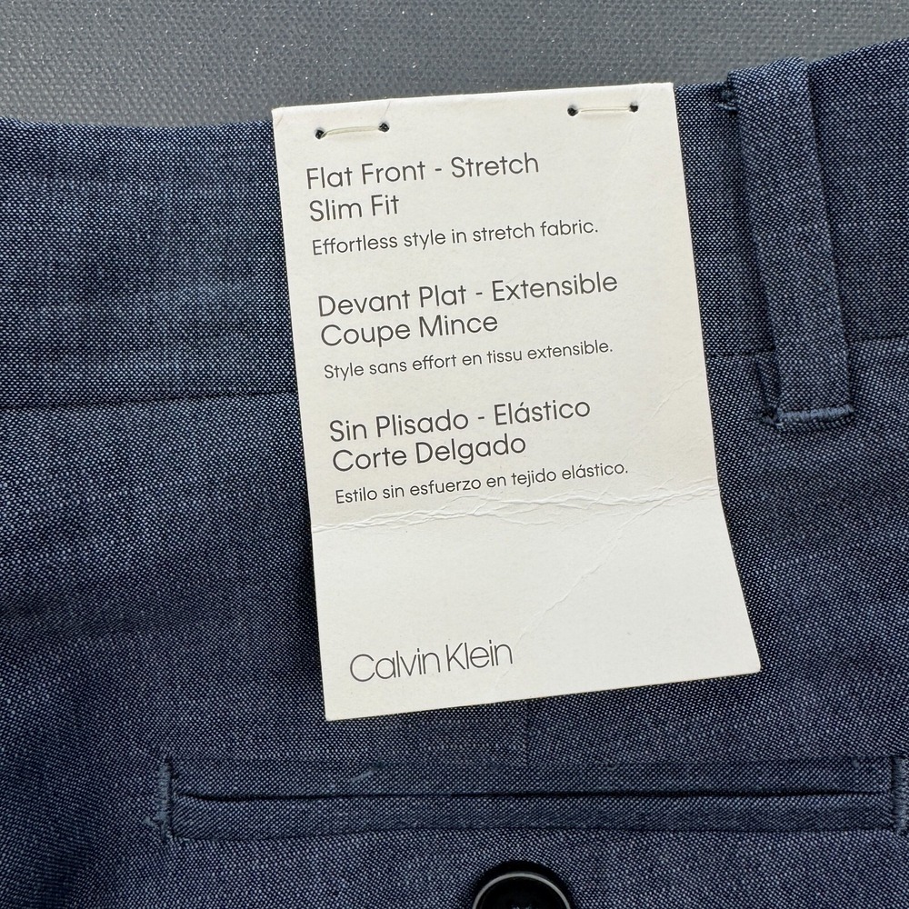 Calvin Klein Dress Pants Boys 8 Slim Fit Flat Front Stretch Navy Blue Casual NWT - Picture 8 of 11